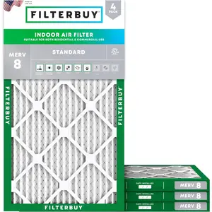 Filterbuy 14x36x1 Air Filter (4-Pack), Pleated MERV 8 Dust Defense HVAC AC Furnace Air Filters (Actual Size: 13.50 x 35.50 x 0.75 Inches)