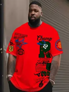 Men's Vintage 3D Print Basketball Star Tee, Comfortable Casual Loose Short Sleeve T-Shirt, Plus Size Polyester Blend