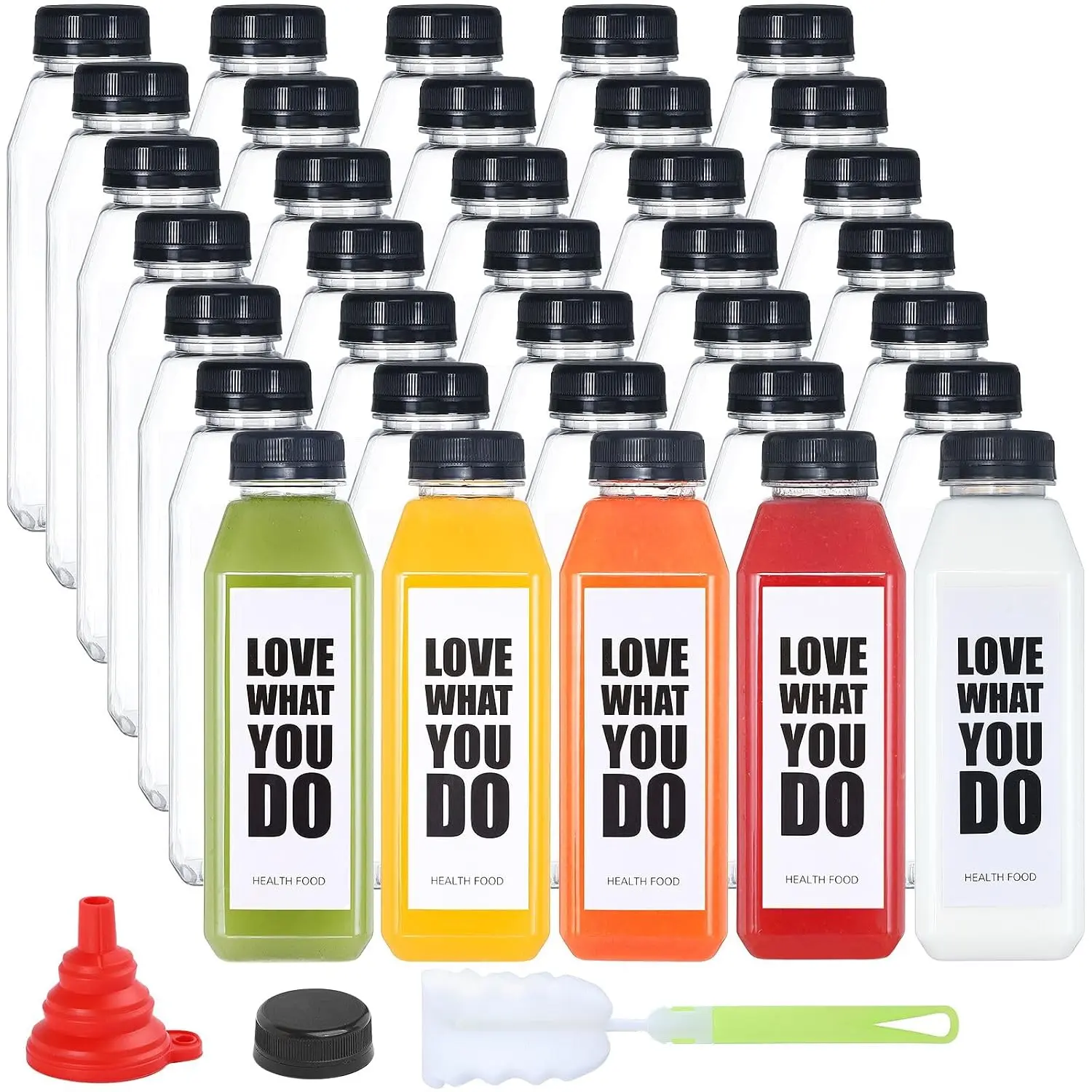 35pcs 16oz Plastic Bottles with Caps, Juice Container with Lids 35pcs 16oz Plastic Bottles with Caps, Juice Container with Lids