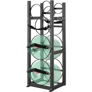 VEVOR Refrigerant Tank Rack, with 2 x 30lbs and Other 3 Small Bottle Tanks, Cylinder Tank Rack 12.79x12.99x47.12 in, Refrigerant Cylinder Rack and Holders for Freon, Gases, Oxygen, Nitrogen Installation Organiser