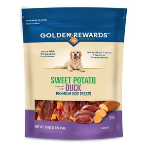 Golden Rewards Sweet Potato Wrapped with Duck Premium Treats for Dogs, 16 oz Bag