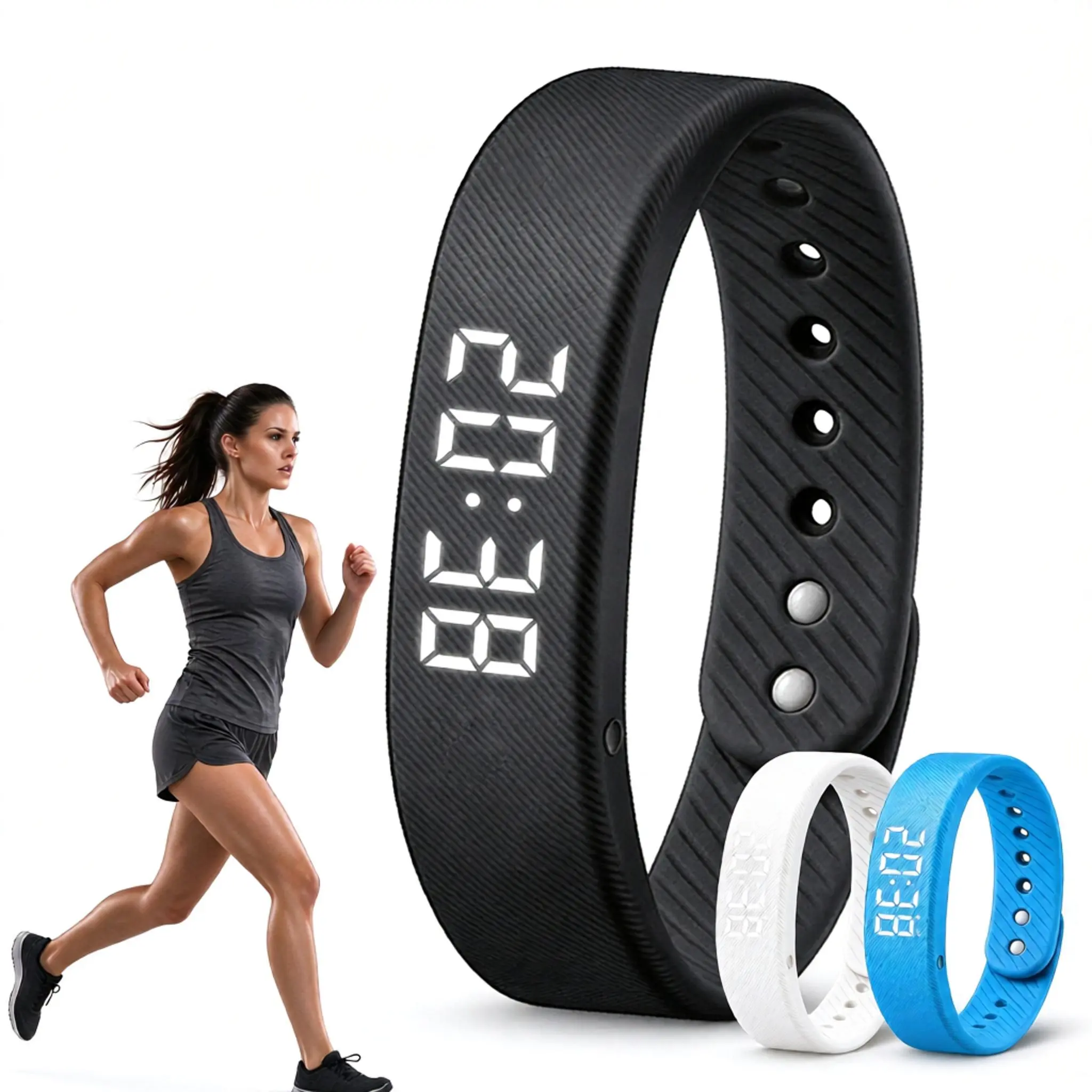 Vibrating Alarm Wristband Clock Standalone 3D Step Counter Pedometer No App Needed IP65 Waterproof USB Direct Charging Silent Wrist Watch for Heavy Sleepers Kids Seniors Fitness Sports Gift, Usb Charge