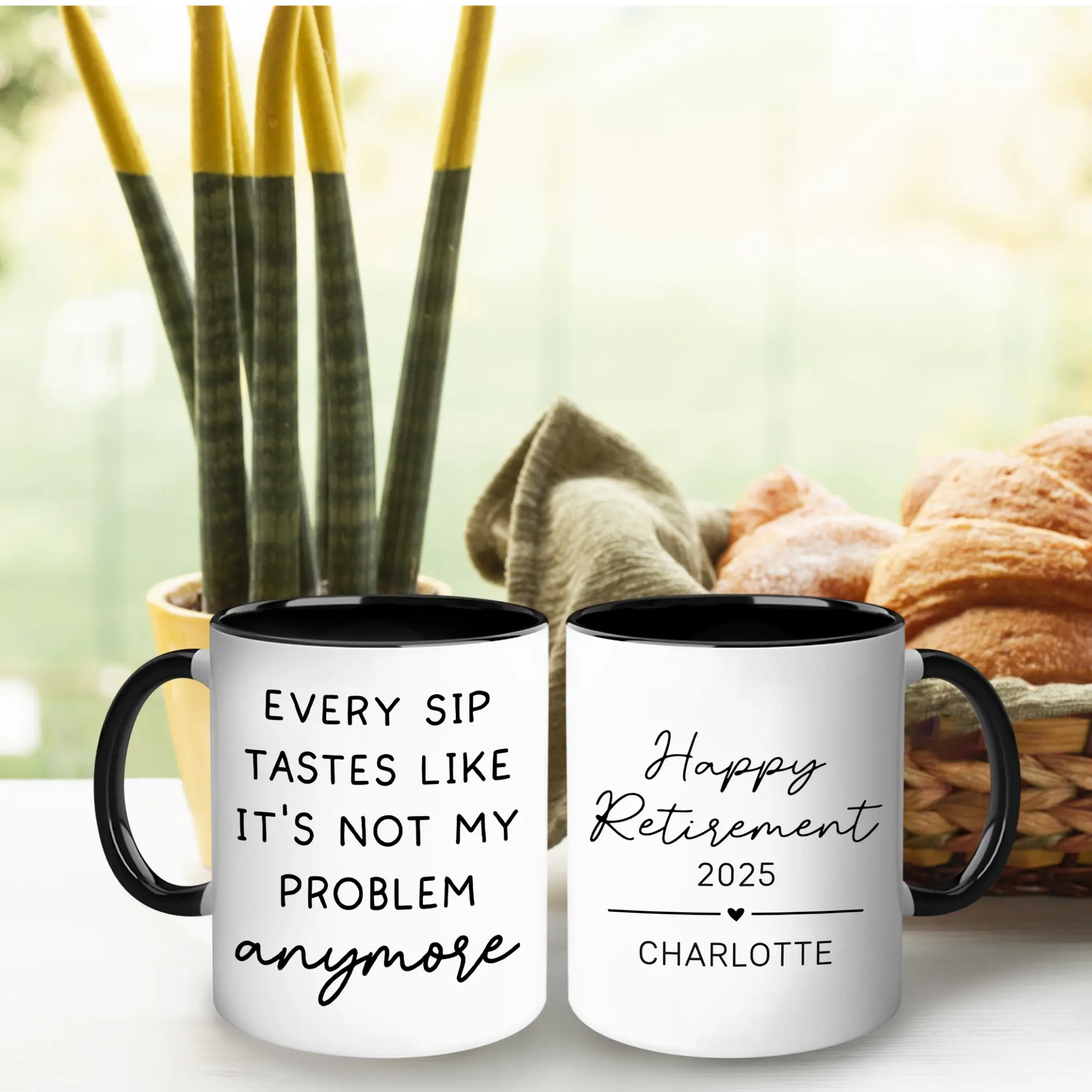 Customised Retirement Ceramic Coffee Mug - 11oz Dishwasher Safe Drinkware with Rounded Handle, Flat-Bottom, Funny & Inspirational Designs, Perfect Gift for Co-Workers (Happy Retirement or Charlotte Theme, Microwave Safe, Washable), Celebratory Drinkware,