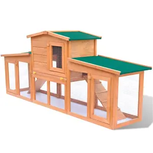 212 MAIN 75 in. Solid Pine Wood Chicken Coop - Large Weatherproof Wood Frame Pet Cage with 2 Runs, Easy Cleaning, Exercise Space, Suitable for Small Animals