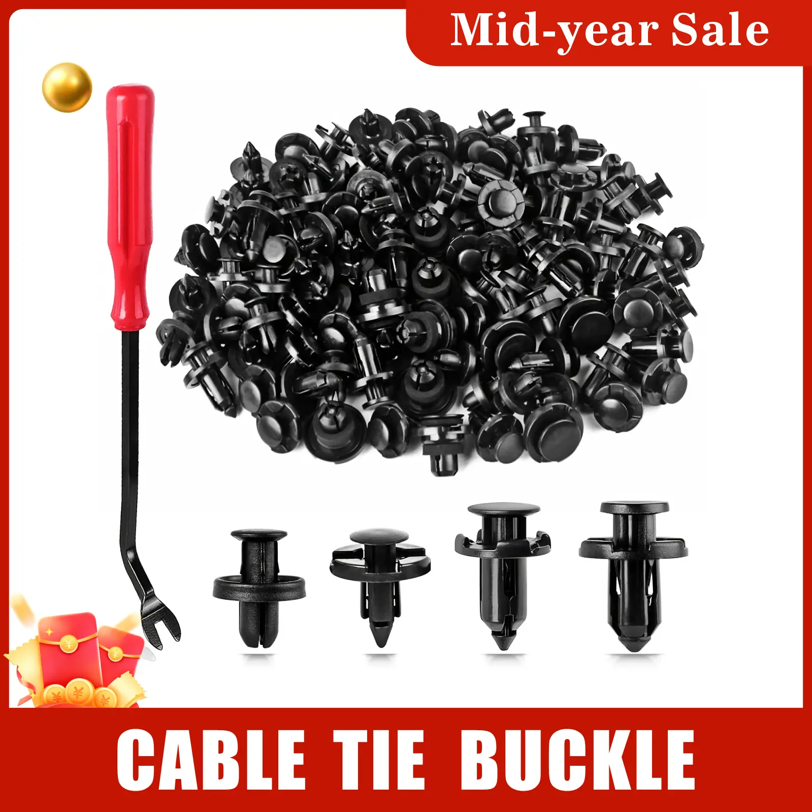 SummerVibes200PCS Car Clips for Hole Plastic Rivets Retainer Fender Push Pin Fastener Bumper - 6 Sizes Universal Car Fastener Kit Durable Easy Install Body Screw Automotive
