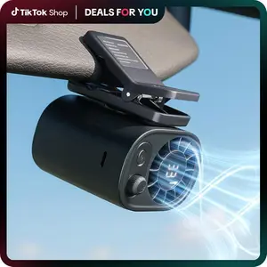 Car Clip-On Fan with LED Display - 360 ��     Rotation, 100 Adjustable Speeds, Rechargeable Personal Cooling Fan[Dealsforyoudays]