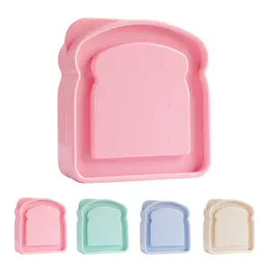 Sandwich Box / Lunch Box - Plastic Toast-Shaped Food Storage Container with Lid |   Microwave & Dishwasher Safe |   Suitable for Home Use or Adults (Colorful)
