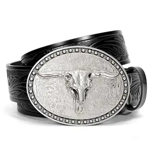 BELT ROAD Cowboy Cowgirl Leather Buckle Belt for Men Women Western Leather Belt for Jeans