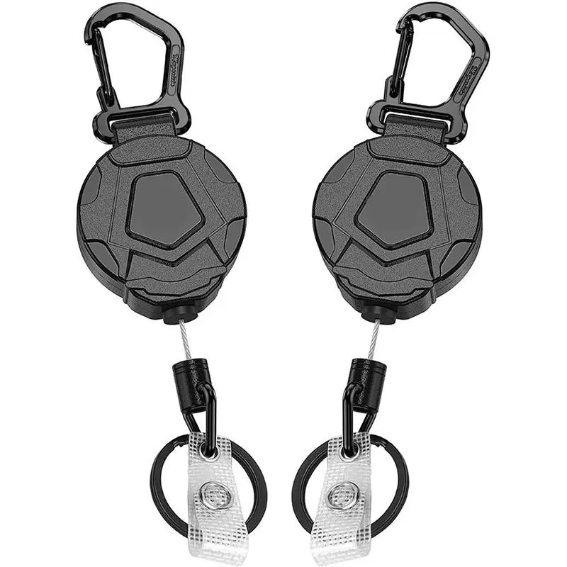 Retractable Keychain, Keychain Lanyard, 2 Counts Climbing Button Badge Holder, Tactical ID Tag Reel Strap, Keychain Badge Reels, Identification Badges & Supplies