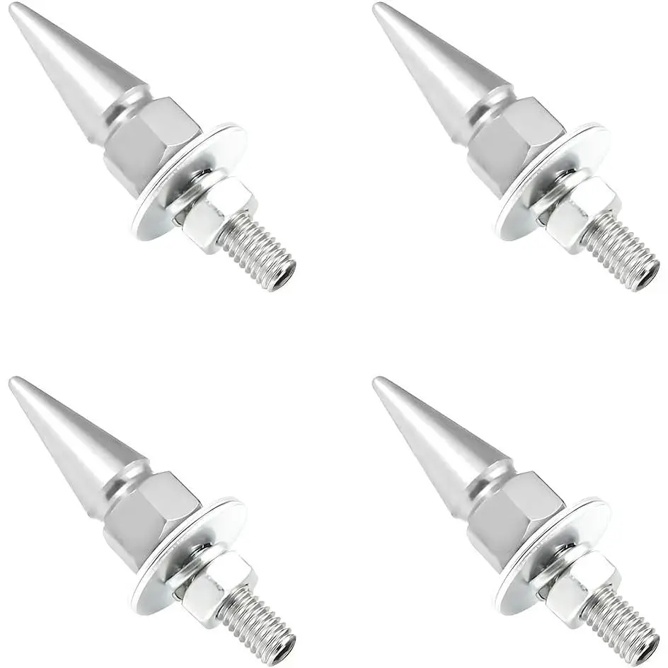 4 PCS Silver Corrosion-Resist Aluminum Spiked License Plate Screws - 0.2" Threads, Easy-Install Car Clip Kit, Vehicle License Plate Fix Fasteners for Cars/Motorcycles, Secure Hold Design