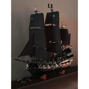 Back to School 2026 Black Pearl Pirate Ship Building Blocks Model Boat Kit | Caribbean Adventure Assembly Brick Model Gift