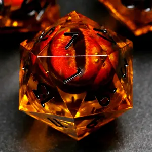 Liquid Core DND Dice, Dragon Eye Resin Dice Set DND Sharp Edge Resin Dungeons and Dragons Dice Polyhedral Beholder's RPG Dice Role Playing Game Dice