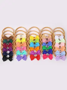 Girls' Bowknot Hairbands Set, Simple Fashion Colorful Headbands, Daily Wear Elastic Hair Accessory, Versatile Design for Girls, Hair Accessories Sets
