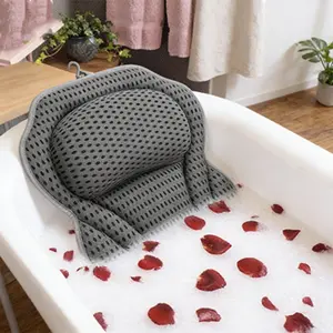 Cloud Comfort Spa Bathtub Pillow, Strong Suction Cup Non-Slip, 3D Breathable Mesh Quick Dry, Relaxes Neck Back, Home Bathroom Essential Gift, Bathroom Essentials Accessories