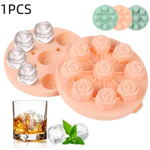 Rose flower silicone ice cube mold, suitable for freezing whisky cocktails and fruit drinks. It has an interesting shape, is reusable and durable, and is an ice cube mold.