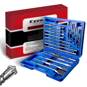 19-Piece SDS Plus for Concrete and Chisels Set, Carbide Tip Masonry Bit Set, Concrete for Brick & Stone, Case Included