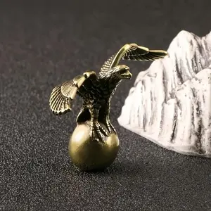 Shining Brass Eagle Statue with Spread Wings, Home Decor, Decorative Collectible Office Decoration, No Power Needed Elegant Animal Desktop Ornament