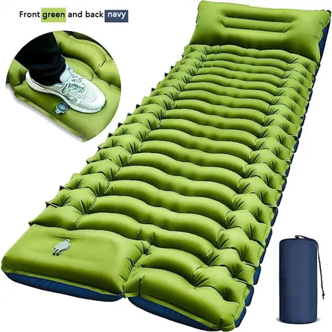 Extra Thick Inflatable Camping Sleeping Pad - Ultralight Mat with Pillow, Compact Air Mattress for Hiking Backpacking
