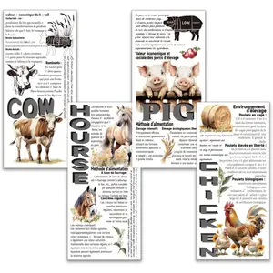 4pcs/Set Farm Animals Rub on Transfers for Furniture and Crafts 6x12 Inch Animal Encyclopedia Furniture Transfer Sticker Furniture Decals Decor Transfer Stickers Rub on Decals for Furniture