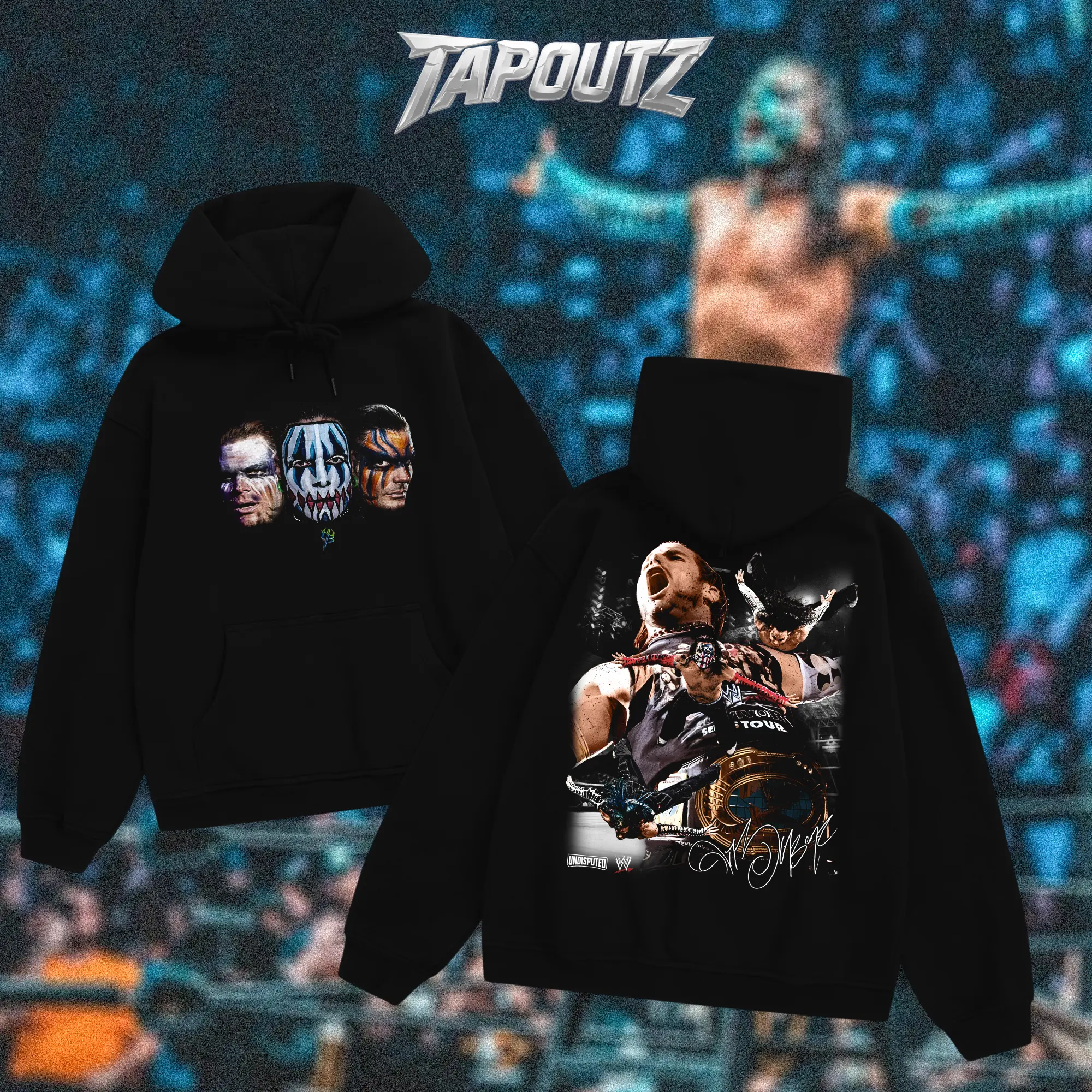 TAPOUTZ Jeff Hardy Charismatic Enigma Heavy Cotton WWE Double Sides Unisex T-shirt For Wrestling Fan Team Xtreme Apparel Menswear Womenswear Gift For Fans DTG Breathable Printing Classic Soft, Tops, Casual