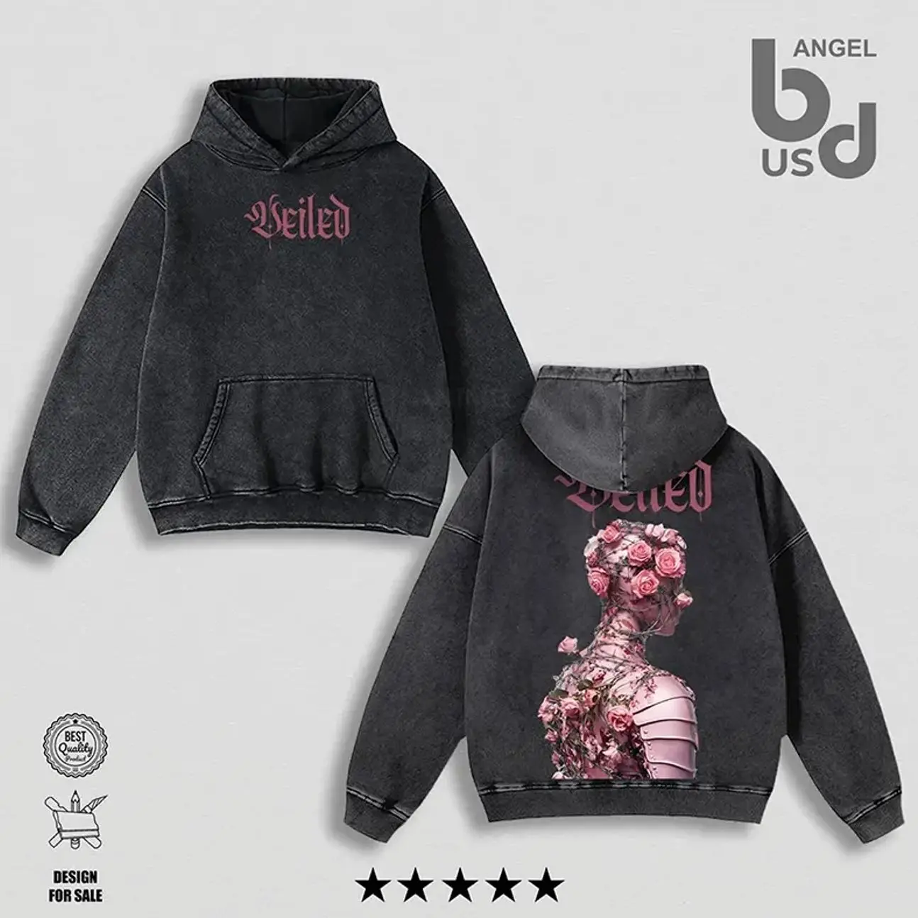 Limited 'Veiled' Streetwear Urbanwear Hoodie Wash – Oversize Unisex Cotton, Double Printed Cool Style, Graphic Tee, Streetwear, Menswear, Gift For Men and Women SRC