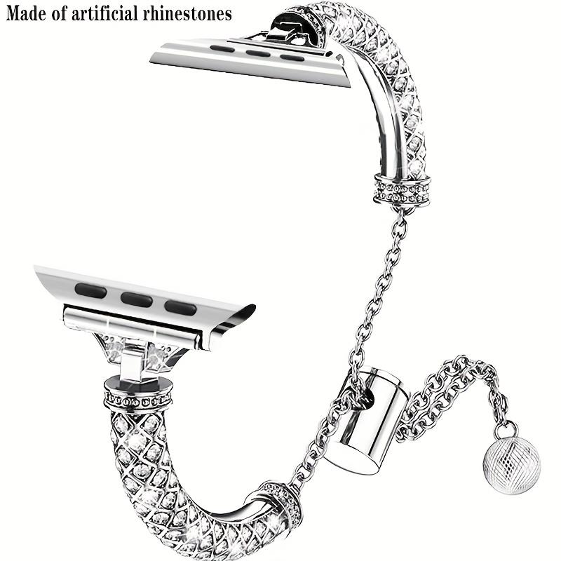 1pc Women'S Wisdom Watch Strap Made of Synthetic Rhinestones Suitable for Festivals, Birthday Gifts to Add Sparkle for Apple Watch Series Ultra/Se/11/10/9/8/7/6/5/4/3/2/1 Series Watch Compatible with 38/40/41/42/44/45/46/49Mm Smart Watch