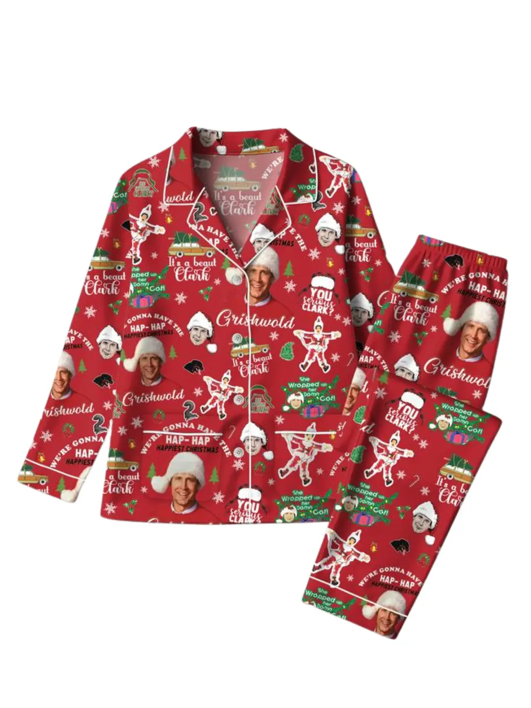 Griswold Thick Pajamas Satin Set, Clark Griswold Santa Pajamas Set, Griswold Holiday Pajamas, Christmas Tree Farm Pjs, Matching Family Pajamas