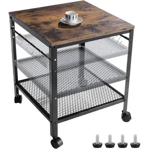 Rustic end table, 2-tier side table with adjustable height shelf, 19.7 "x 19.7" x 24 ", 143 lb weight capacity, great for mini fridge stand, printer stand, aquarium stand, nightstand, coffee table