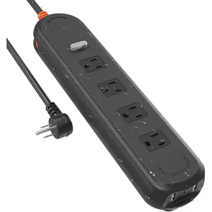 Outdoor Power Strip Weatherproof, 7-in-1 Surge Protector with 4 Wide Outlets 2USB A and 1USB C,1625W/13A, 6FT Flat Plug Multi-Plug Outdoor Extension Cord for Indoor Outdoor, UL FCC Listed