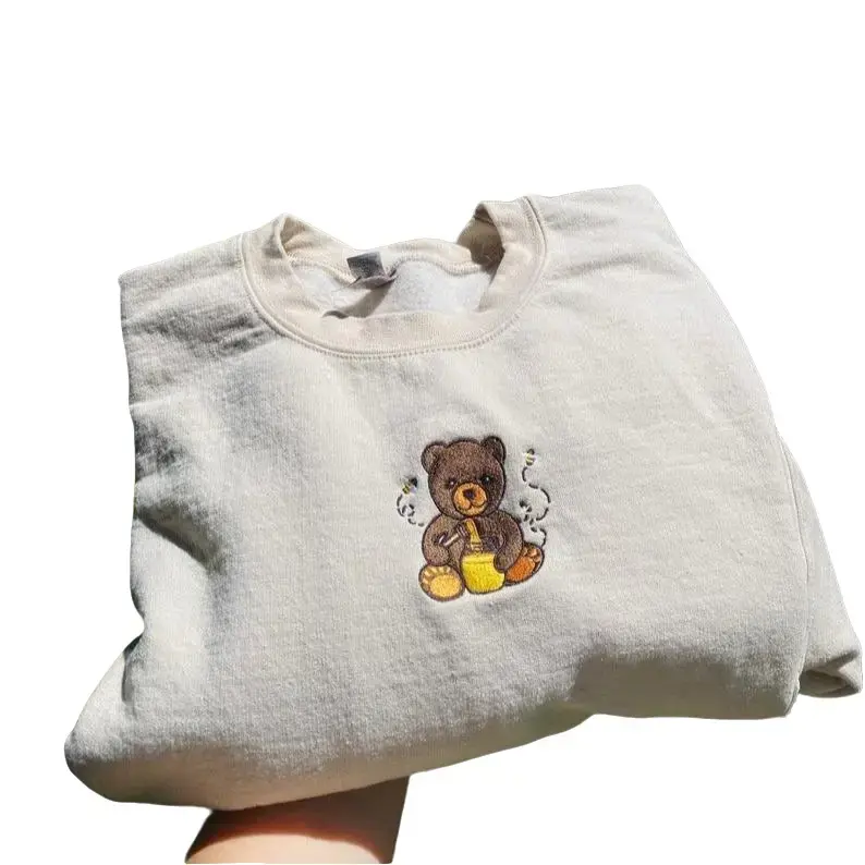 Embroidered Honey Bear Sweatshirt, Embroidered Bear,  Honey Crewneck,  Embroidered Bear Tee