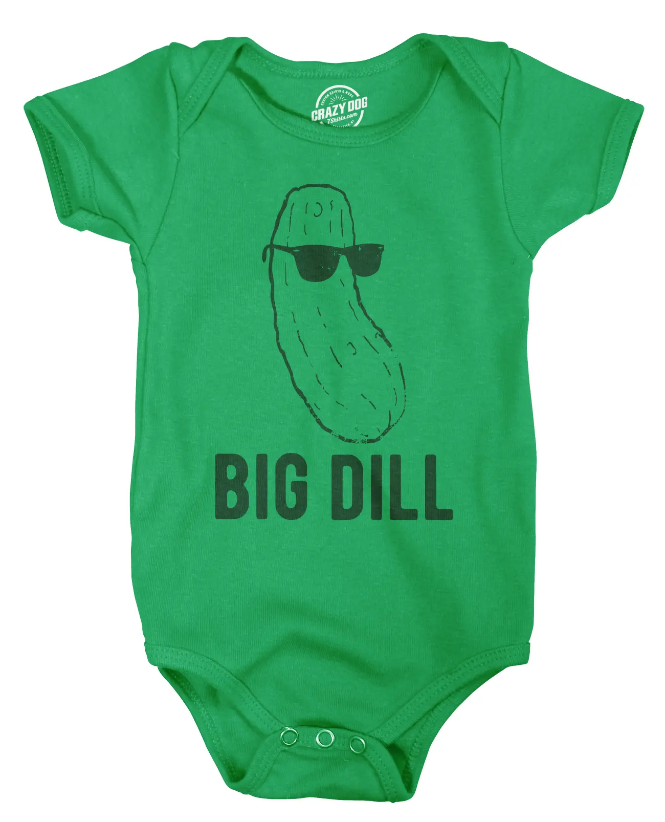 Big Dill Baby Bodysuit Funny Big Deal Funny Cool Pickles Sunglasses Infant Jumper Funny Baby Onesies Funny Food Onesie Novelty Onesie Green