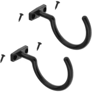 2pcs Black Billiard Table Bridge Stick Hooks Pool Cue Accessory Ball Rack Hooks with Mounting Screws