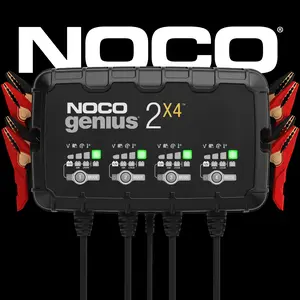 NOCO GENIUS2X4, 4-Bank, 8A (2A/Bank) Smart Battery Charger, 6V and 12V, Battery Maintainer, Trickle Charger and Desulfator Phone Smartphone