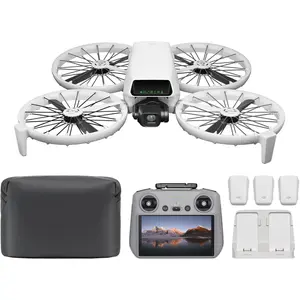 KDCBDJI Flip Fly More Combo With RC 2 Screen Remote Controller, Drone With 4K UHD Camera for Adults, Palm Takeoff, Auto Return, Intelligent Flight, 3 Batteries for 93-Min Flight Time