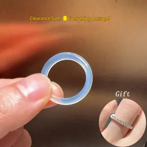 【Buy 1 Get 1 Free】White Chalcedony Ring | Free Silver Tone Ring | Stackable Design | Minimalist Style | Boho Gift for Her | Delicate Lucky Charm | Summervibes