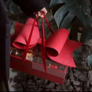 Luxury Elegant Gift Box for Valentine's Day Mother's Day Birthday Anniversary with Bow and Clear Lid