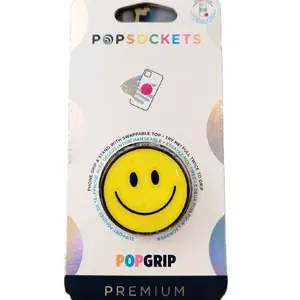 PopSocket PopGrip Premium Yellow Smiley Face for Phone and Cellphone Use Smartphone Mount Stand