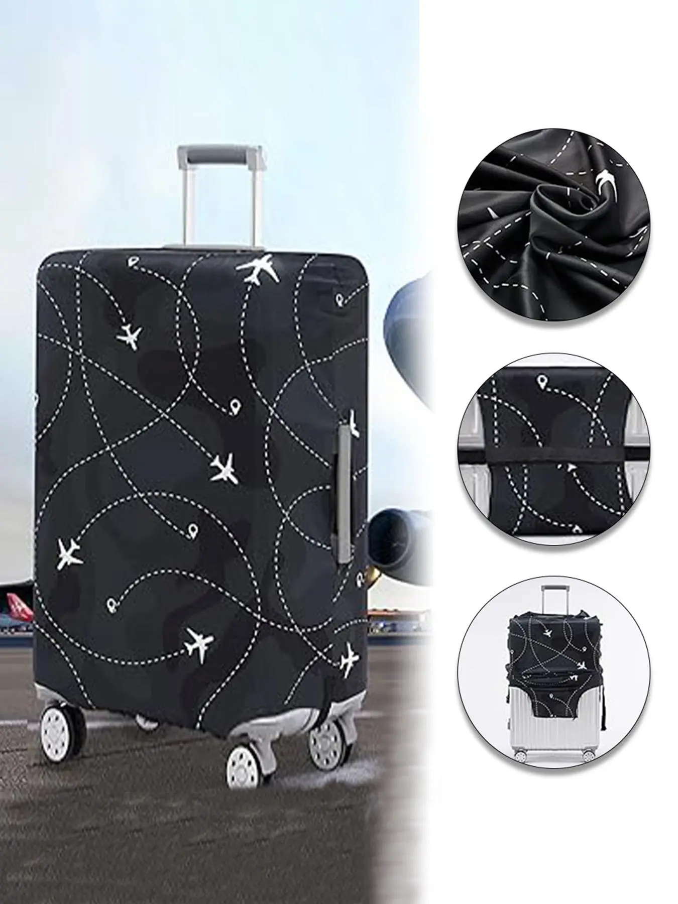 Floral & Letter Pattern Luggage Cover, Stretch Luggage Protector, Baggage Dust Case Cover, Travel Organizer for 18-32 Inch Suitcase Floral & Letter Pattern Luggage Cover, Stretch Luggage Protector, Baggage Dust Case Cover, Travel Organizer for 18-32 Inch Suitcase