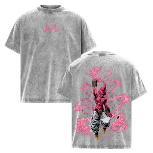 Vintage DBZ Evil Buu Vintage Unisex Oversized Anime Manga Acid Washed Cotton T-shirt, graphic tee,anime merch fan, outfits men