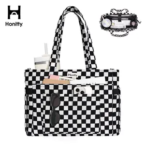Women's Colorblock Corduroy Bag - Lightweight Work Bag for Women with 17 Pockets, 40oz Cup Holder, Multi-Compartment, Zipper, Adjustable Shoulder Strap, Laptop Compatibility, Crossbody Purse, Everyday Purse, Ideal Gift