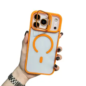 Apple 17 16 15 14 13 12 Max Plus Pro Magnetic Mobile Phone Case with MagSafe Camera Ring Holder, Military-Grade Protection, Anti-Fall, Non-Yellowing, Wireless Casing Protector Cover, Black Silicone