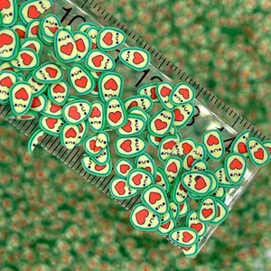 FAKE 5MM Avocado Heart Polymer Clay Sprinkle (NOT EDIBLE) D21-12