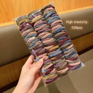 Women's High Elastic Hair Ties 100Pcs Durable Rubber Bands for Ponytail Non-Slip Strong Hold Outdoor Sports Daily Use Essential Accessories