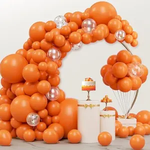 150 Pcs Orange Balloons, Different Sizes 18 12 10 5 Inch Orange Latex Balloon Arch Kit with Instruction for Birthday Party Graduation Wedding Holiday Decoration