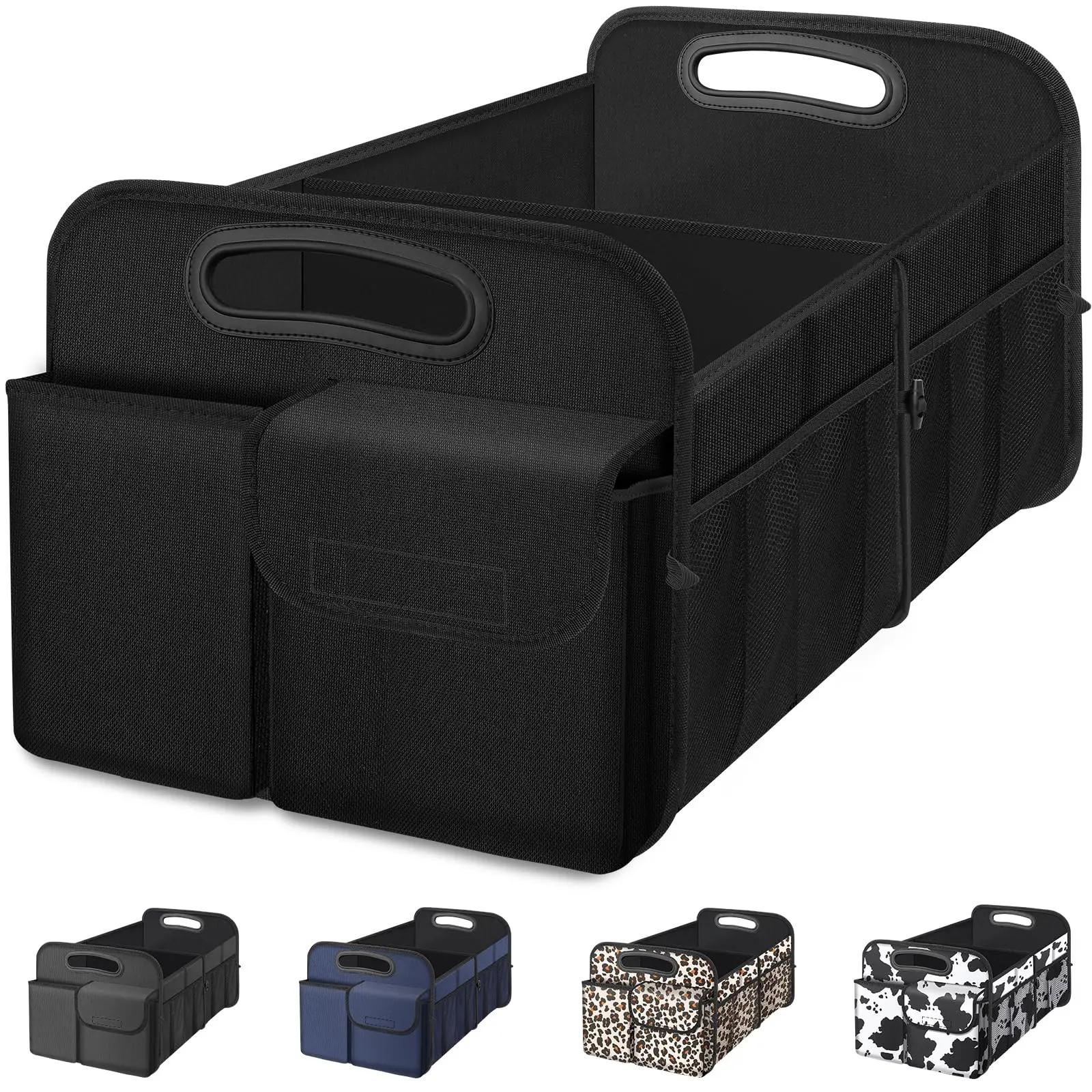Car Trunk Organizer, Car Storage Organizer with Large Capacity Waterproof Collapsible Trunk Organizer for Car Suv/Jeep/Sedan (Black, Standard)