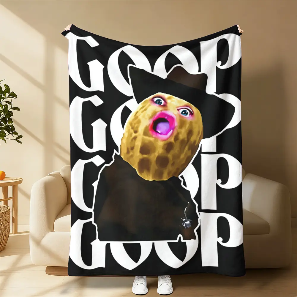 Crazy Goop Peanut Cowboy Throw Blanket - Cozy Fluffy Plush with Wild Western Vibes, Fun Meme Blanket, Eye-Catching "GOOP" & Other Patterns, All Seasons Bedding Throw, Unique Gift for Meme Enthusiasts