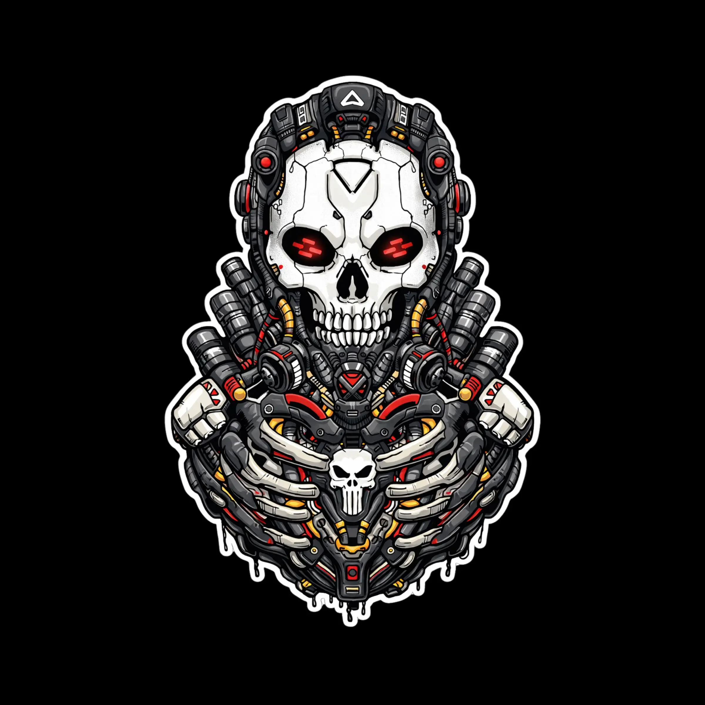 Cyber Skull Mecha Warrior Sticker, Futuristic Robot Skeleton Decal for Laptops, Cars, Gaming Gear