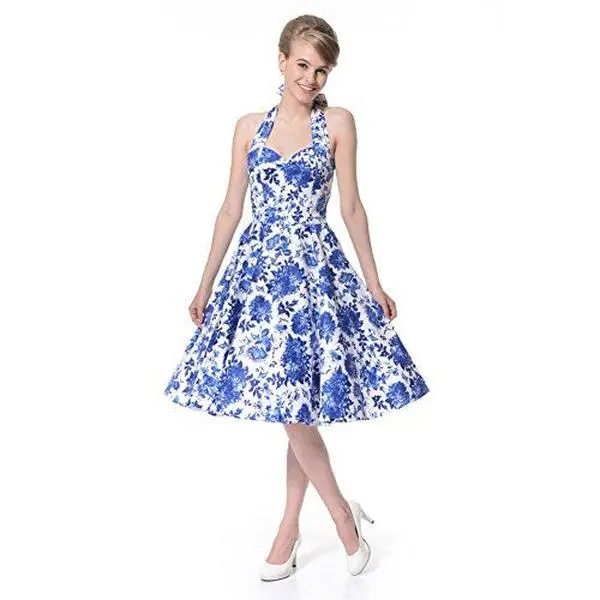 Women's 1950s Vintage Cocktail Dress Halter Retro vintage Rockabilly Swing Dress