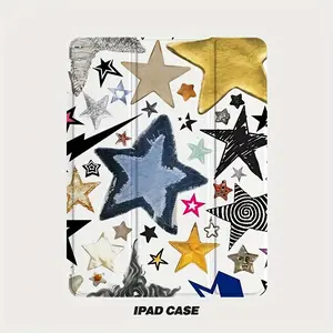 Star Puzzle Trifold Flip Faux Leather Case Tablet Protective Case For IPad Mini 4/ 5/ 6 for ipad Pro 2024 13 Inch/ 202/ 2021/ 2022 Full Screen/ for IPad Air2024/ Air7 2025/ for IPad 10/ 11 2022/ 2023/ 2025/ for IPad 2017/ 2018/ Air1/ Air2/ for IPad 2019/