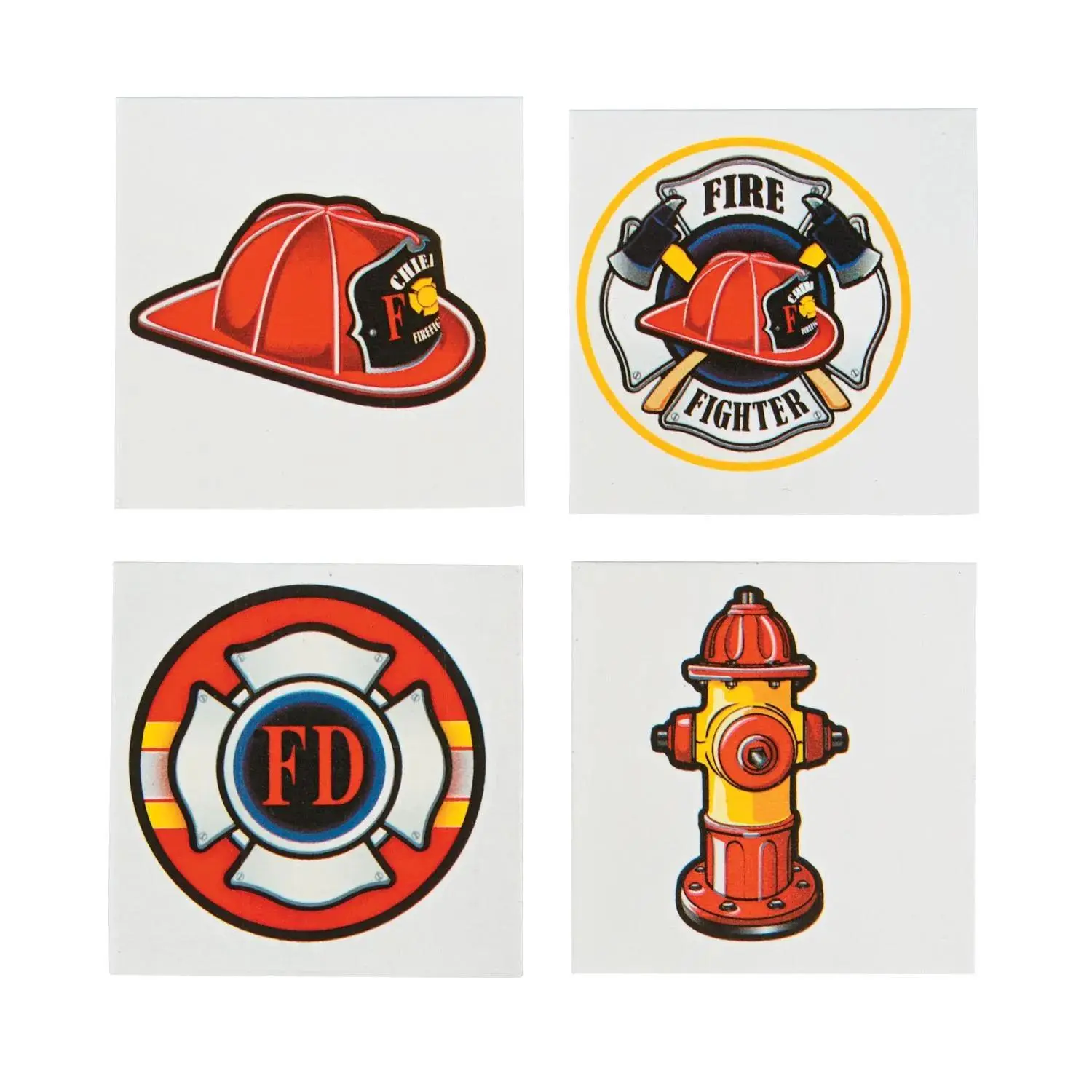 1 1/2" Bulk 72 Pc. Firefighter Icons Temporary Tattoos, Gift, Easy Apply